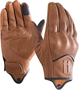 Harssidanzar Men's Motorcycle Gloves, Leather Touch Screen Cycling Driving Gloves GM028US, Light Brown, Size L