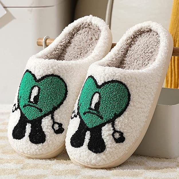 Bad Cute Bunny Slippers, Cartoon Embroidered Warm Slippers, Household Slippers, Indoor Slippers, Non-Slip Sole Slippers, 100%, 9.5-10 Women/7.5-8.5 Men